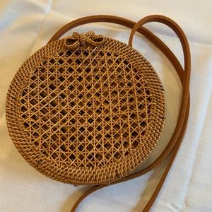 Anthropologie woven rattan round purse